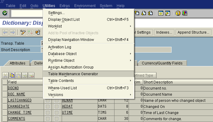 Table Maintenance Generator