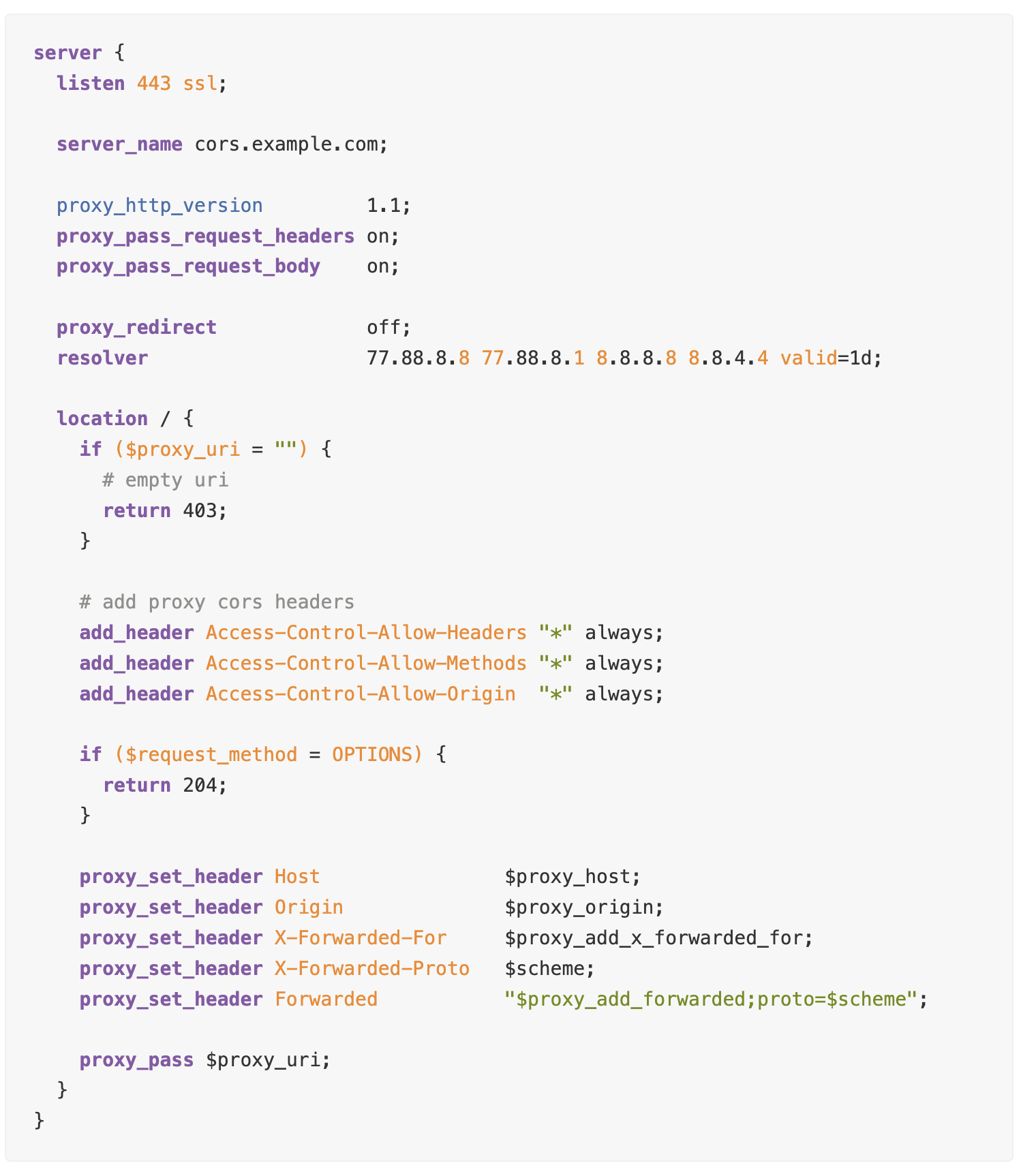 Declaring proxy server