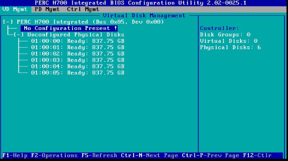 On the VD mgmt -> select screen "Configuration not present!" and press F2″/></span></p>
<h2><span data-contrast=