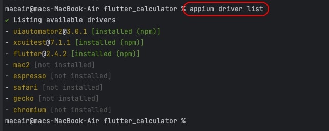 appium driver list