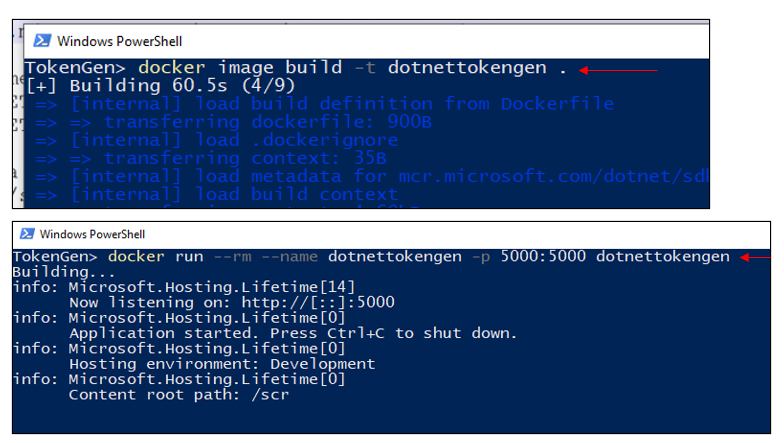 Aapplication running in a container on local machine