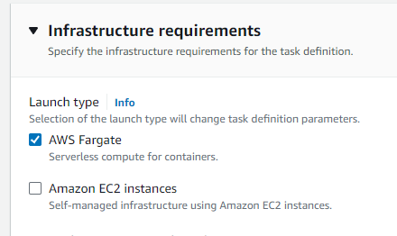 Infrastructure requirements: select defaults