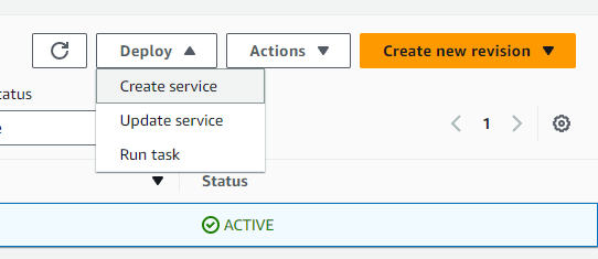 Create service from deploy dropdown menu