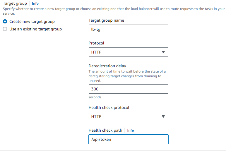 Specify endpoint for health check