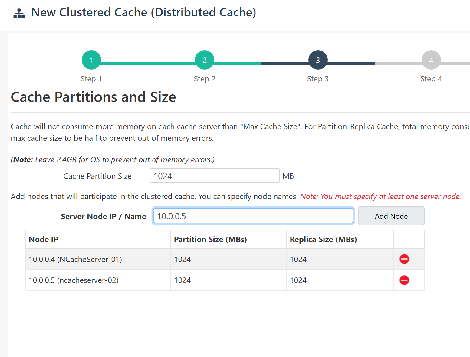 Cache partitions and size
