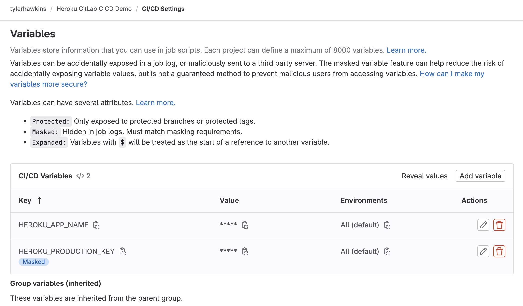 GitLab CI/CD variables