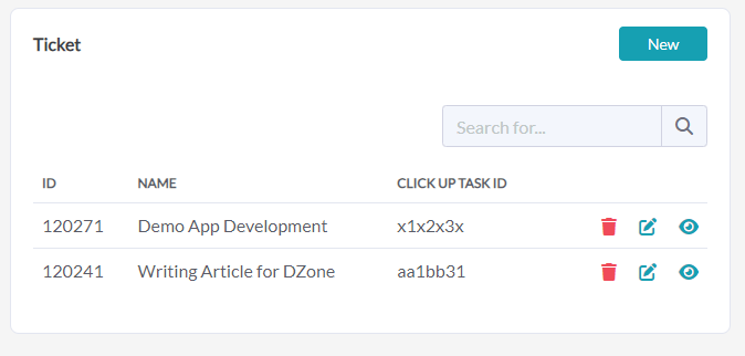 Auto-generated all Tickets list view