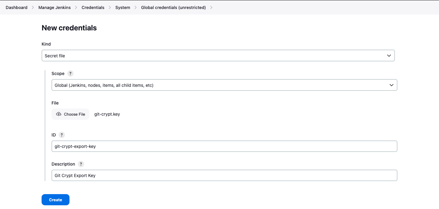 Interface of uploading the key