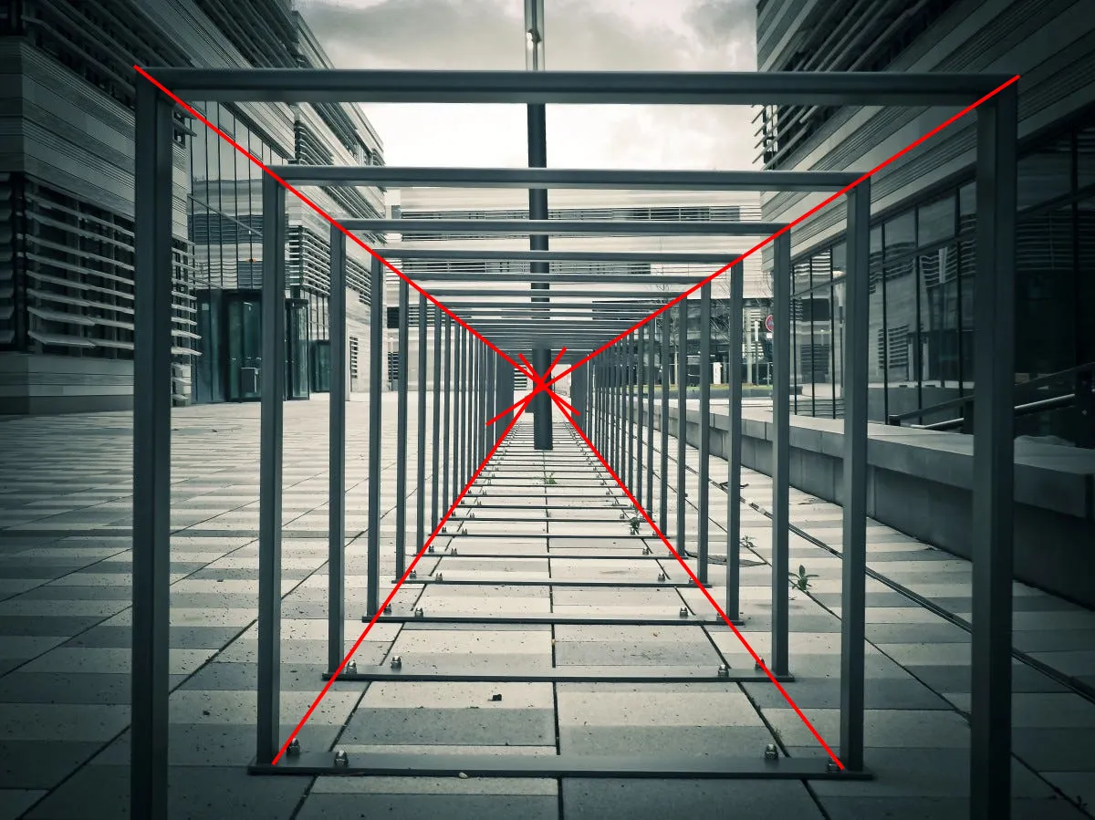 2D projection of the intersection of parallel lines in 3D space