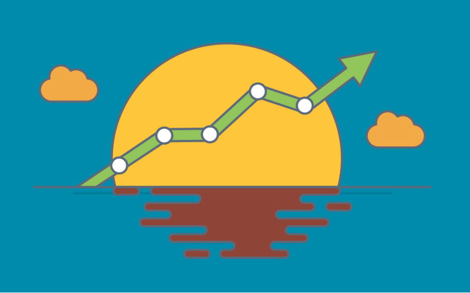 Sunset with arrow pointing upwards