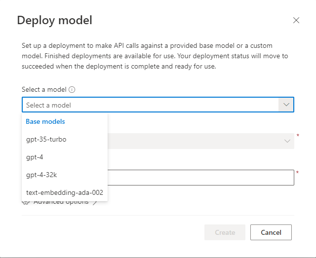 Deploy model options