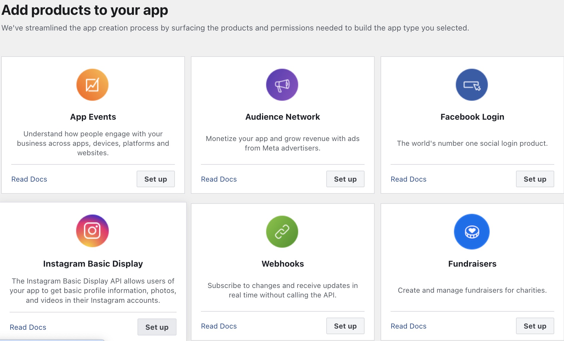 Select Instagram Basic Display to set up