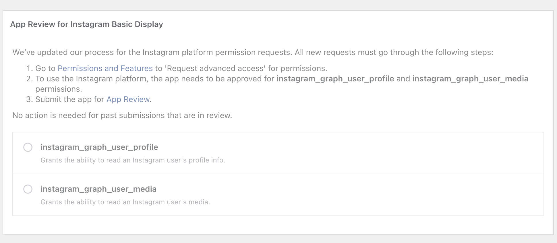 instagram_graph_user_profile and instagram_graph_user_media approval submission