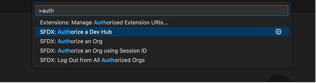 Execute "SFDX: Authorize a Dev Hub"