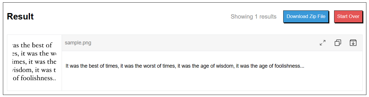 Option to download or copy