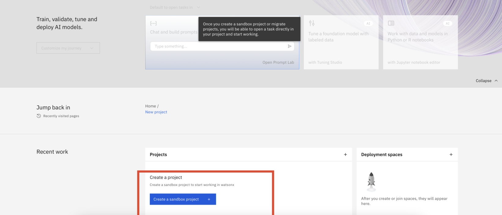 Create a Sandbox Project