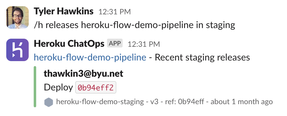 View past staging releases