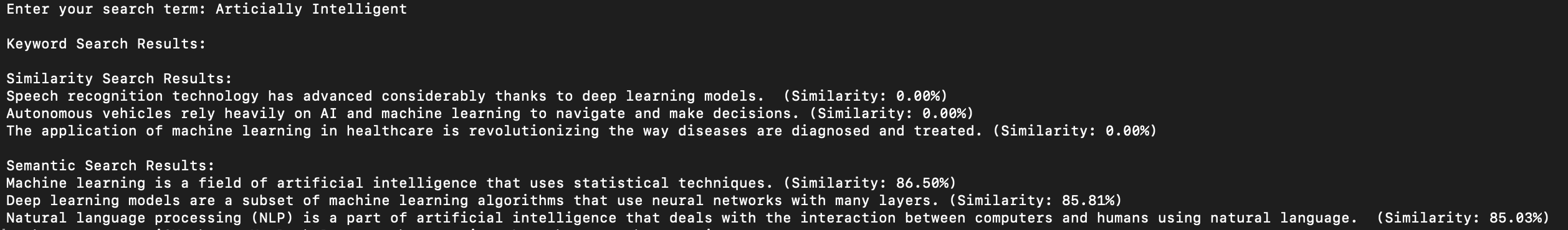 keyword search results