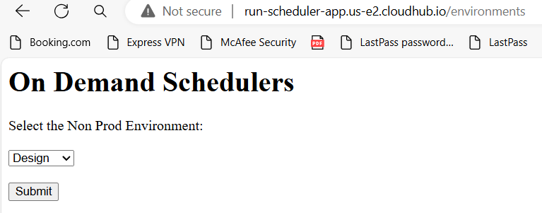 On Demand Schedulers: Select the non-prod environment