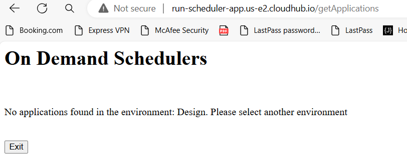 On Demand Schedulers: No applications found in the environment