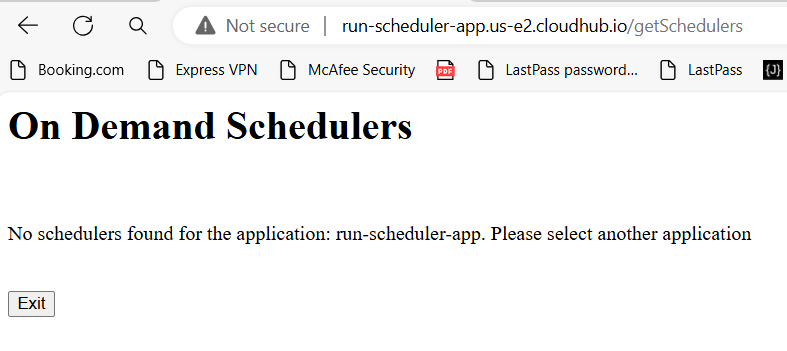 On Demand Schedulers: No schedulers found for the application