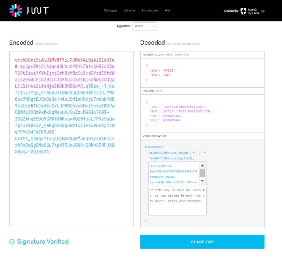 Validate RSA JWT using public key