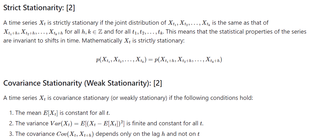 Two primary types of stationarity