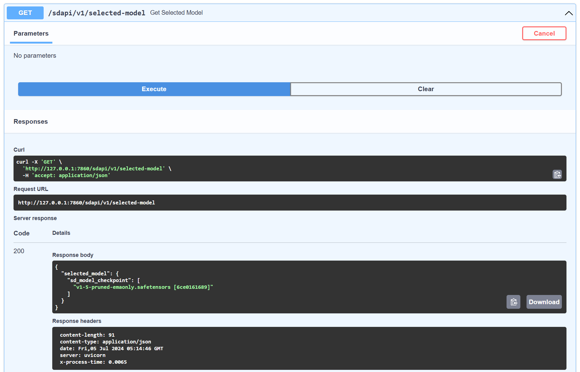 Custom endpoint test result