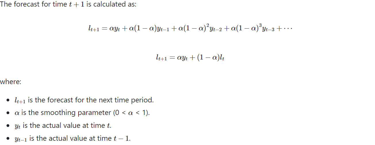 Simple Exponential Smoothing formula and breakdown