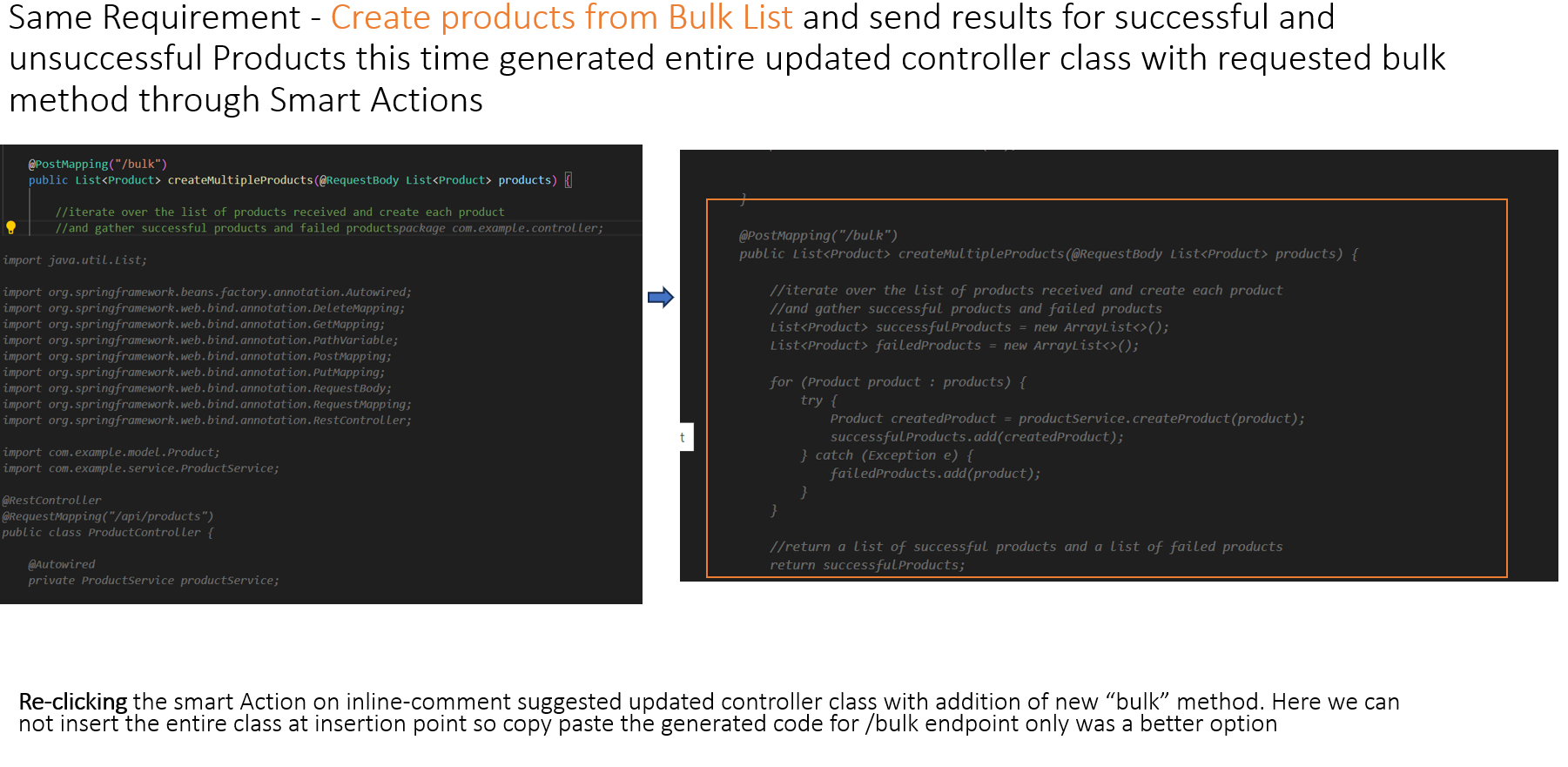 Suggested updated controller class with addition of new bulk method