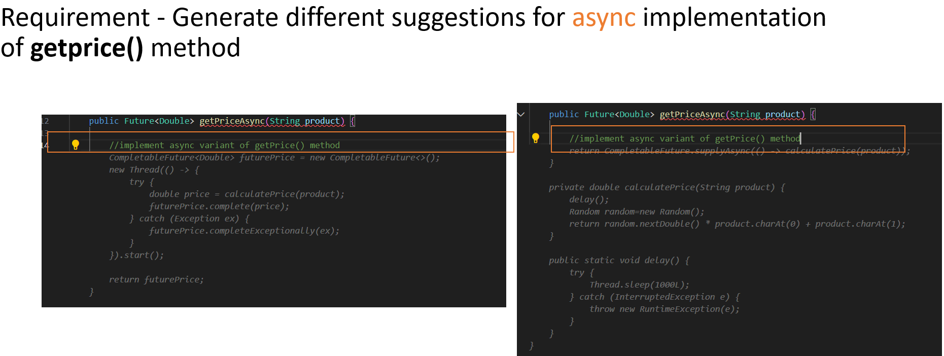 Improve the existing method by an async implementation 