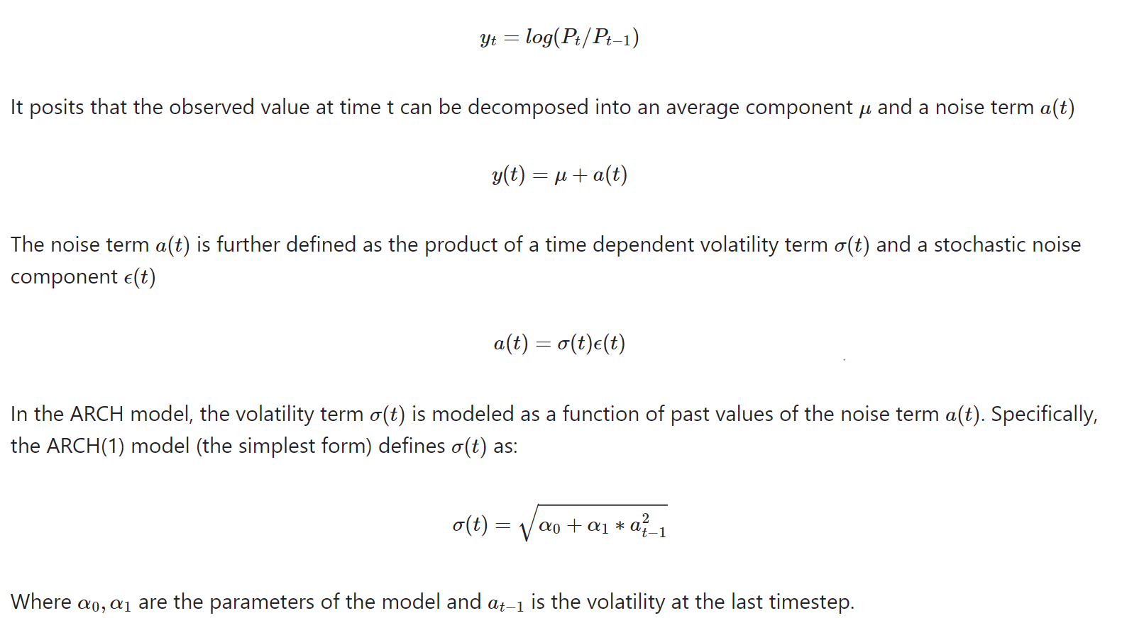 ARCH (1) model derivation