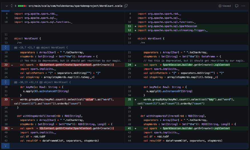 Screenshot of Refactored Code from Spark 2.4.8 to Spark 3.3.1