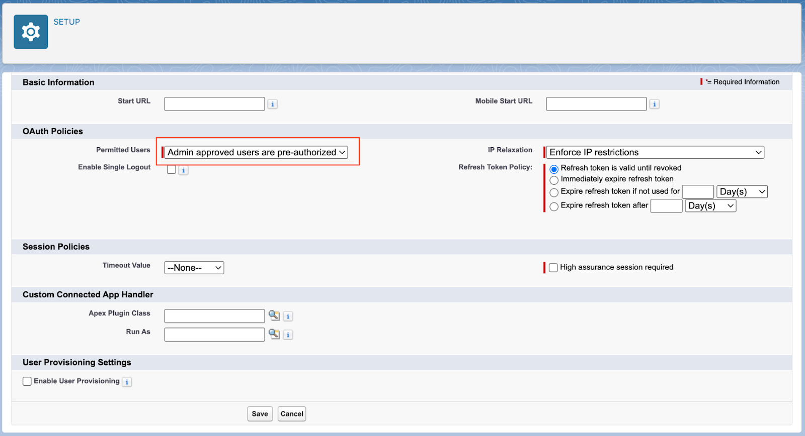 In Permitted Users, select Admin approved users are pre-authorized