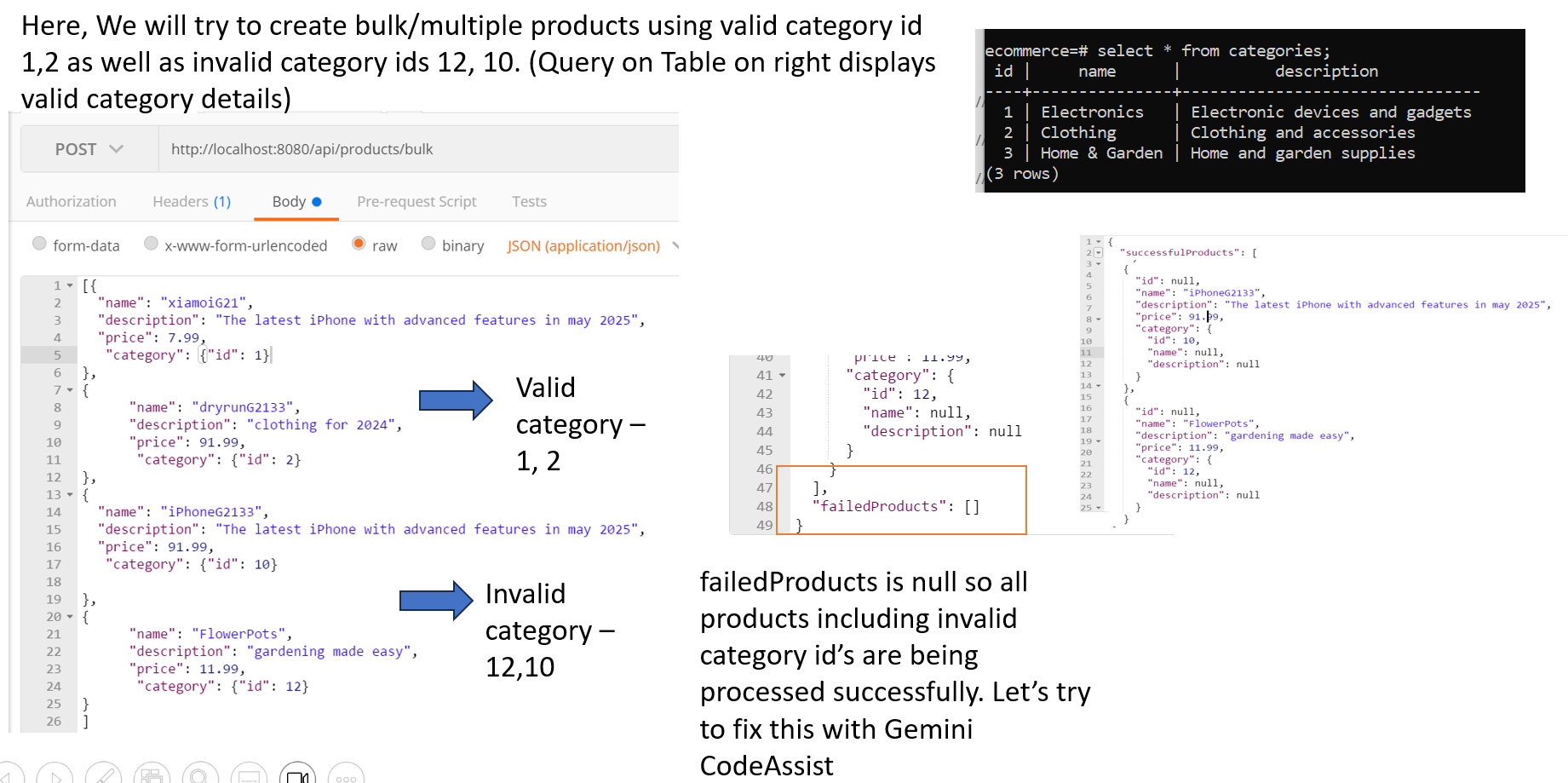 How effective Gemini Code Assist generated payloads are by hitting the /bulk endpoint