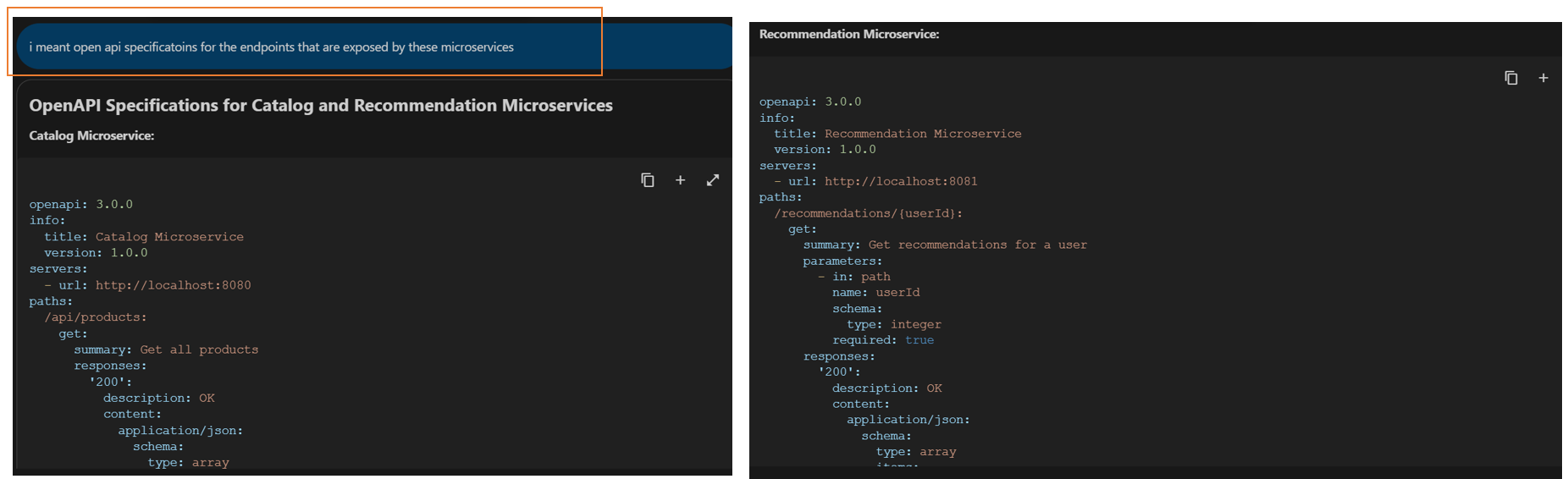 Generate Open AI Specifications for our microservices using Gemini Code Assist