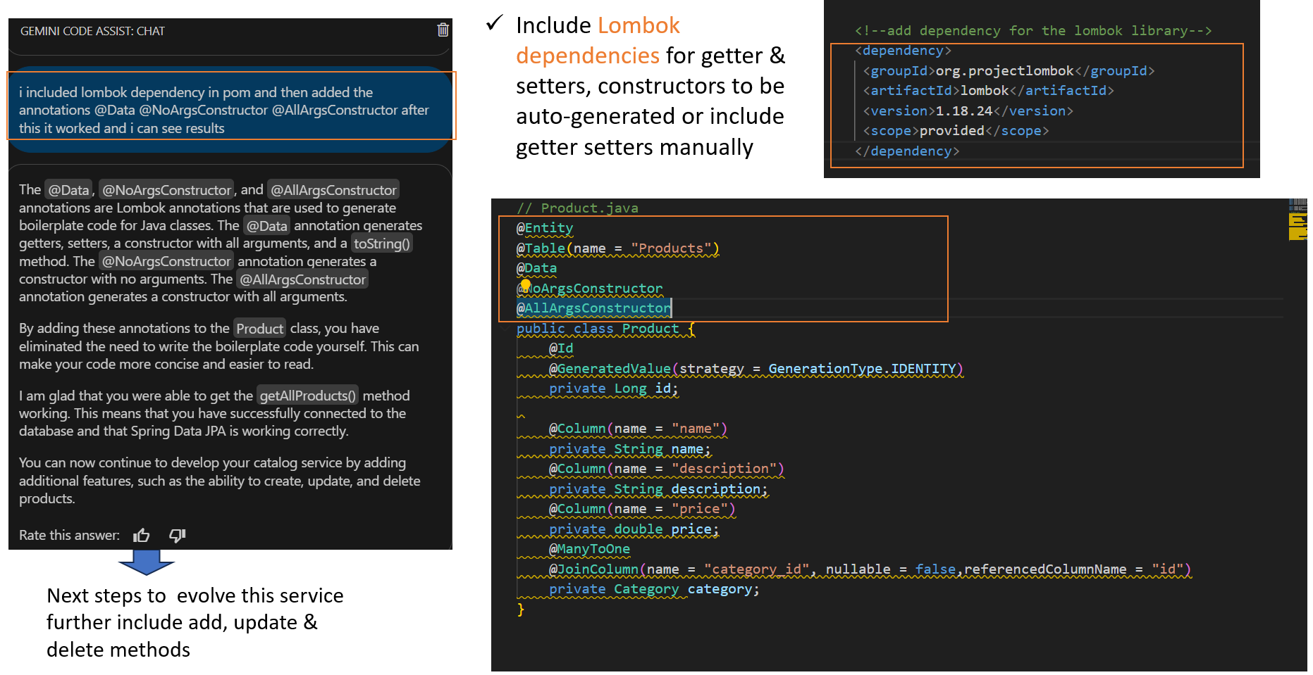 included Lombok dependencies for missing getters and setters