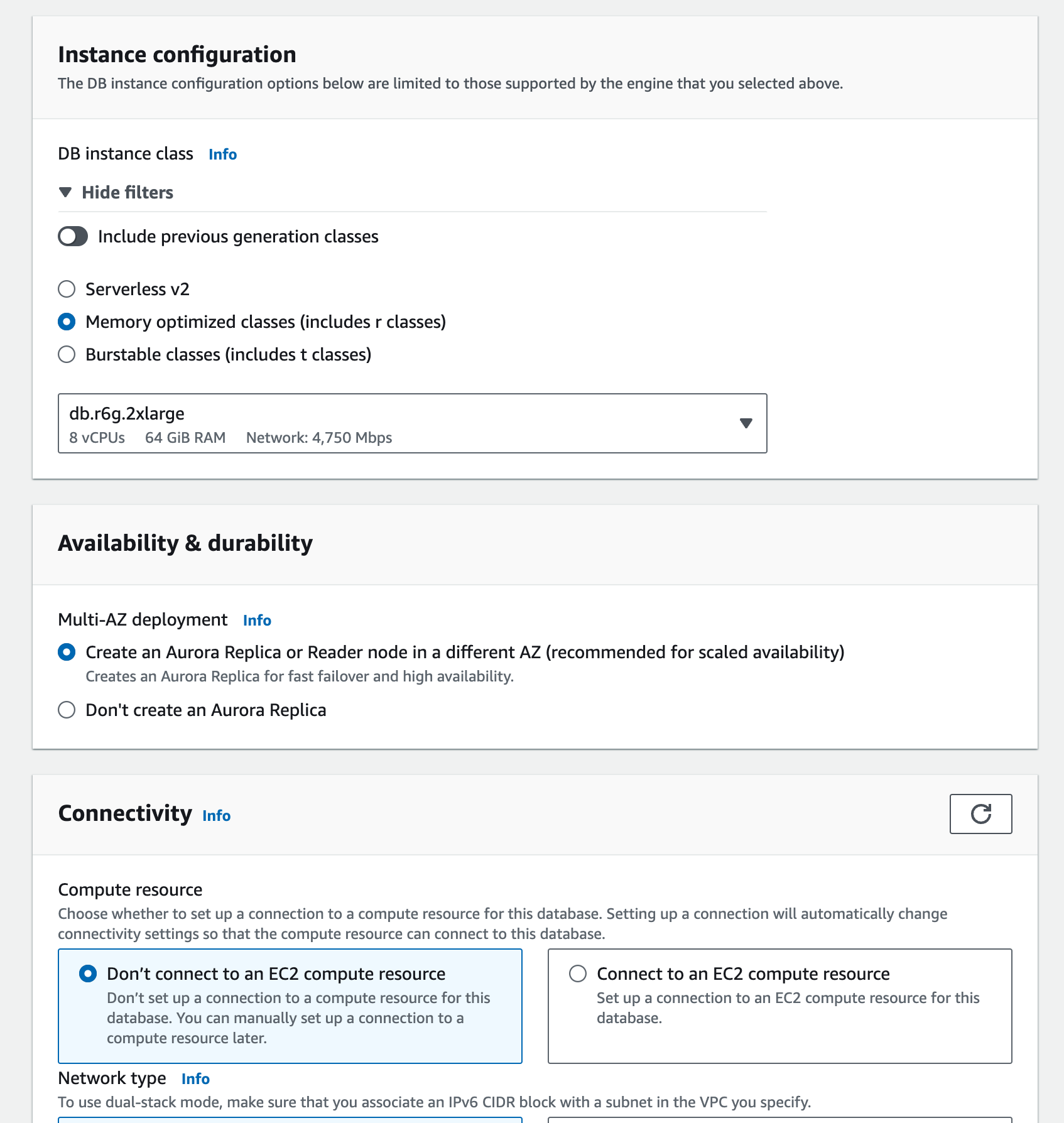 Instance configuration