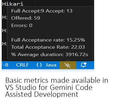 Basic metrics made available in VS Studio for Gemini Code Assisted Development