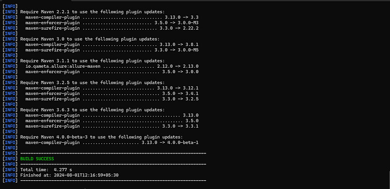 Output: command on the root folder of the project