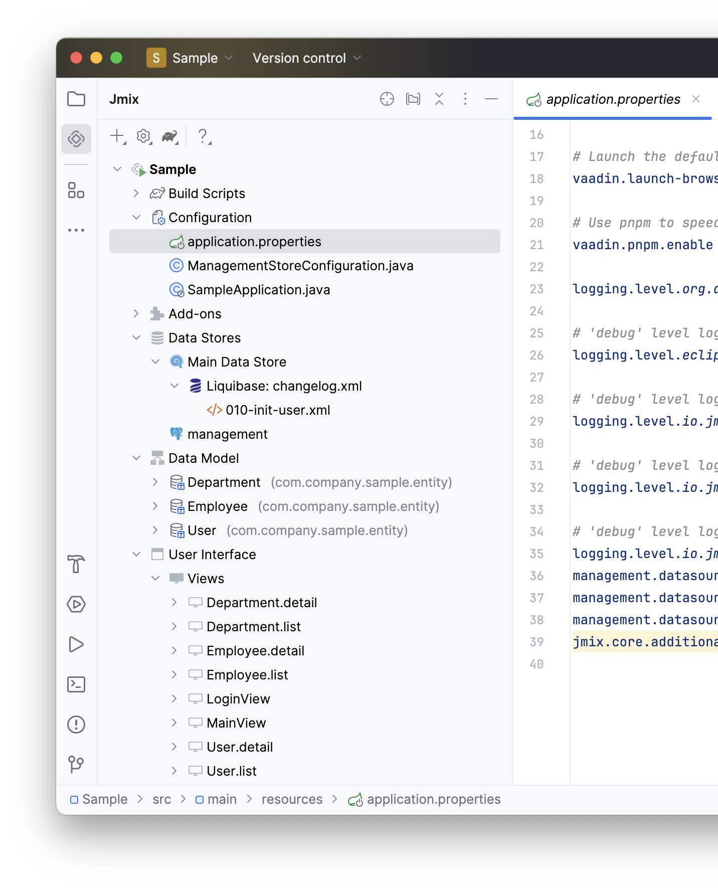 Folders in the project tab broken down into logical modules