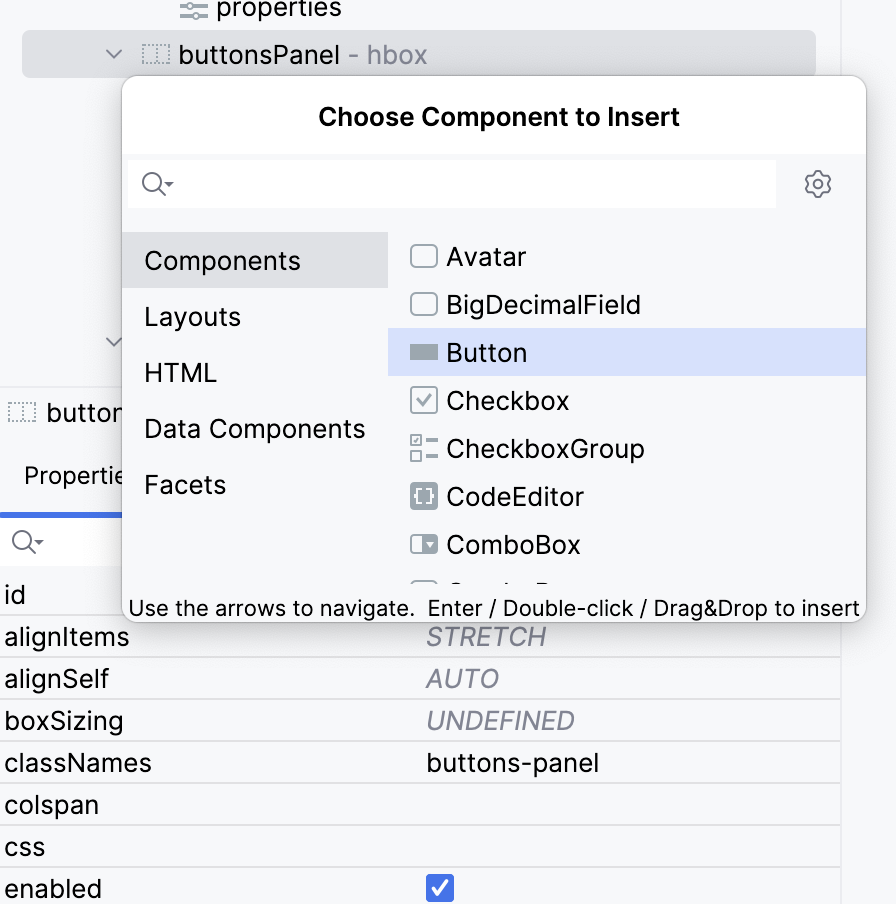 Choose Components to Insert