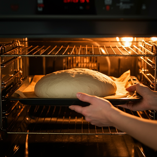 Bread rising in the oven