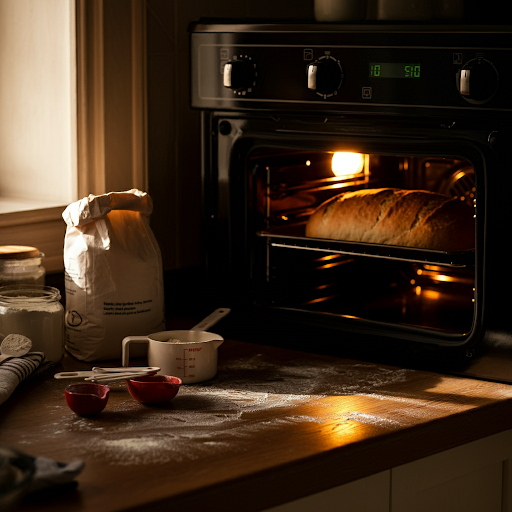 Bread browning in the oven