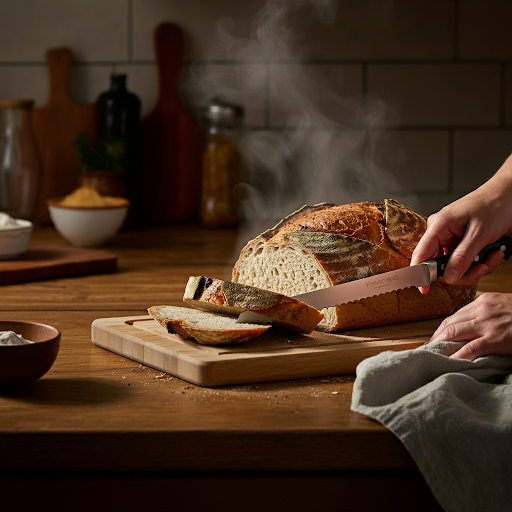 Slicing hot bread