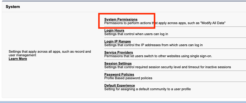 System Permissions