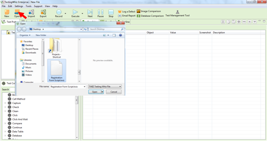 Open the Saved Test Script