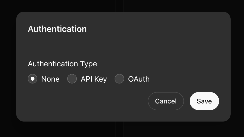 Authentication: Choose API Key