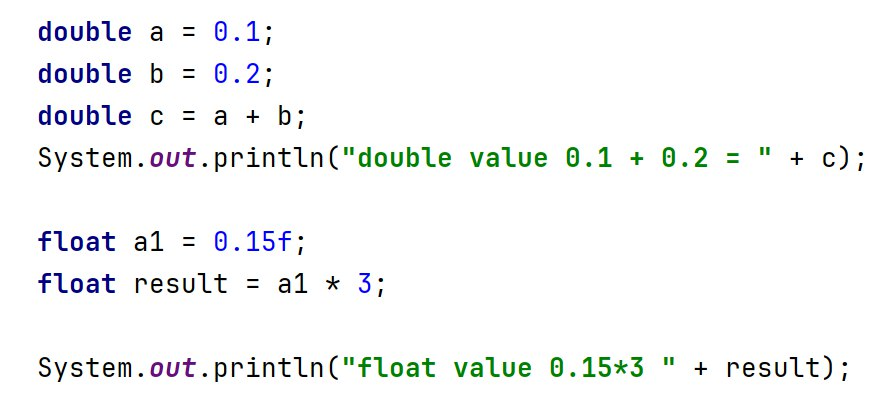 Example: float and double utilized for the decimal or fractional part