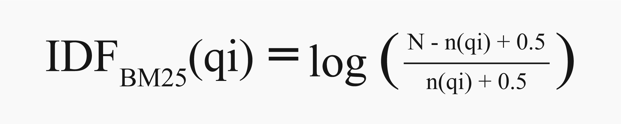 Inverse Document Frequency formula
